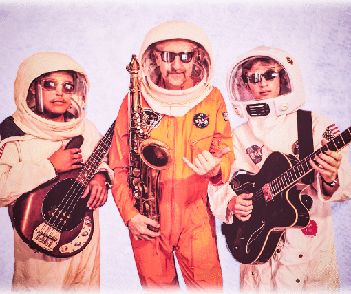 The Space Cadets Charlie Debski guitar, Daniel Perez bass, Michael Jackson sax